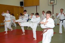 Gruppe beim Kampfsporttraining