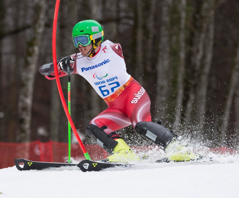 Paralympischer Skiathlet von PluSport Athlet von PluSport beim Riesenslalom in Sochi
